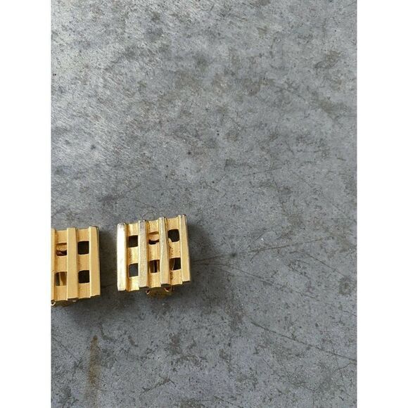 Vintage Lucien Piccard Earrings Stud Square Gold Tone Clip On Geometric 1” x 1” - Picture 3 of 9